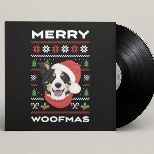 Border Collie Merry Christmas Custom Vinyl Record Sleeves