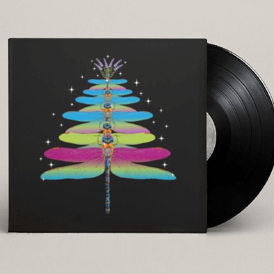 Dragonfly Christmas Tree Funny Insects Lover Xmas Custom Vinyl Record Sleeves