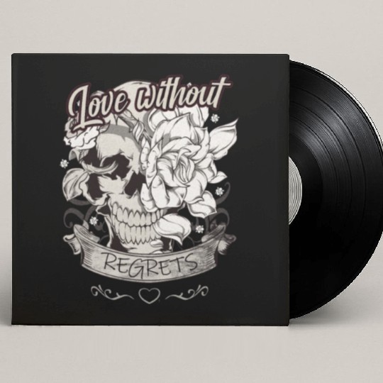 Love With No Regrets Skull With Roses Gift Custom Vinyl Record Sleeves