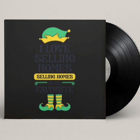 Real Estate Agent Christmas Elf Team I Love Custom Vinyl Record Sleeves