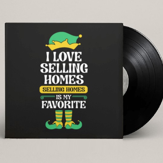 Real Estate Agent Christmas Elf Team I Love Custom Vinyl Record Sleeves