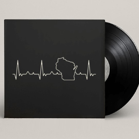 Wisconsin State USA. Heart. Love. EKG. Pulse. Custom Vinyl Record Sleeves