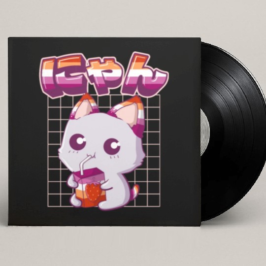 Lesbian Pride Gay Kawaii Cat Strawberry Milk Lesbi Custom Vinyl Record Sleeves