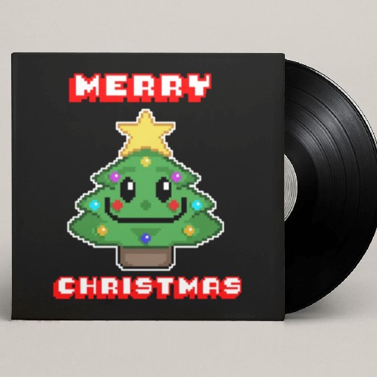 Merry Christmas I Xmas I 8 Bit Pixelated Custom Vinyl Record Sleeves
