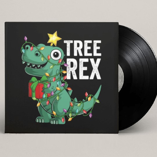 Kids Christmas Dinosaur Tree Rex Pajamas Toddler Custom Vinyl Record Sleeves
