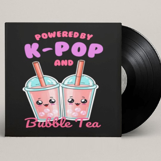 Powered By K POP And Bubble Tea Custom Vinyl Record Sleeves