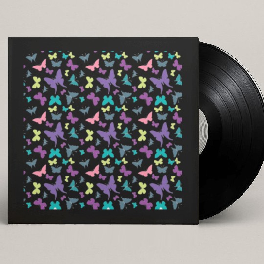 Butterflies Pastel Purple Pink Green Pattern Custom Vinyl Record Sleeves