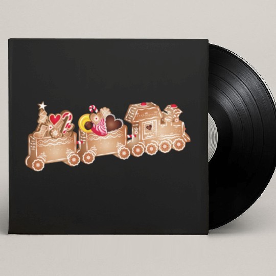 magical 3D gingerbread train for Christmas Custom Vinyl Record Sleeves