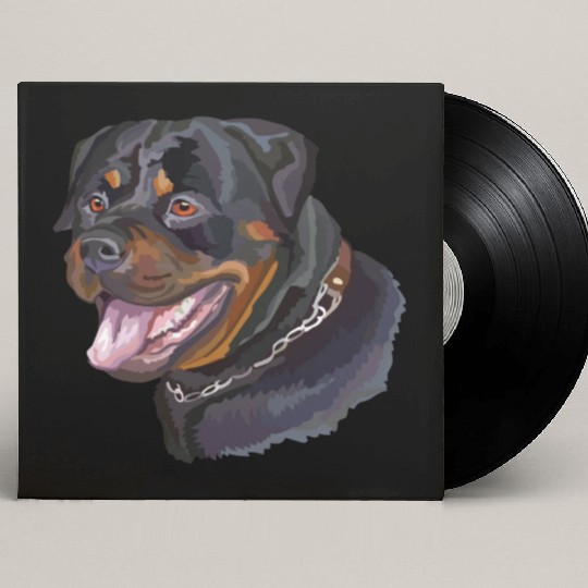 Cute Rottweiler Dog Watercolor Painting Custom Vinyl Record Sleeves