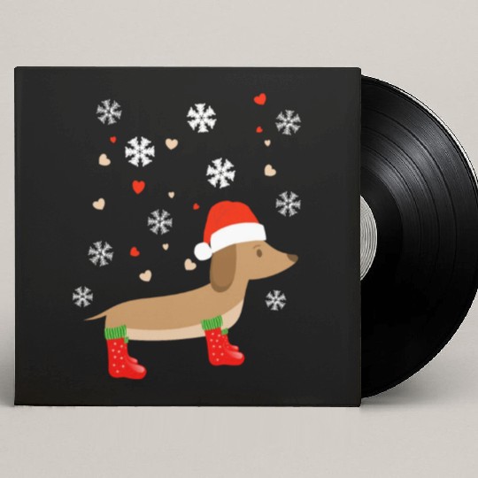 dachshund winter Custom Vinyl Record Sleeves