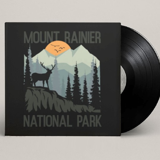 Mount Rainier National Park Mountains Deer Custom Vinyl Record Sleeves