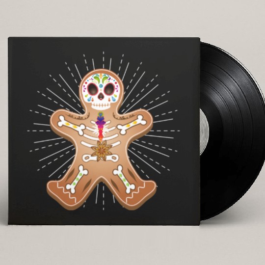 Gingerbread man Sugar Skull decor for Christmas Custom Vinyl Record Sleeves