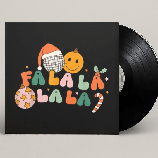 Retro Groovy Fa La La Christmas Cute Santa Hat Custom Vinyl Record Sleeves