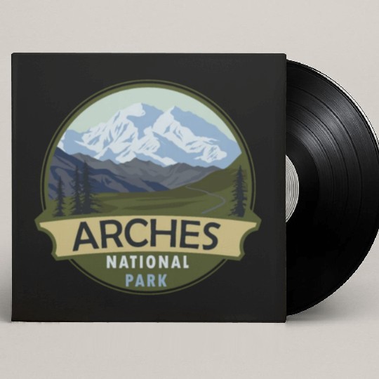 Cool Vintage Retro Arches National Park Mountain Custom Vinyl Record Sleeves