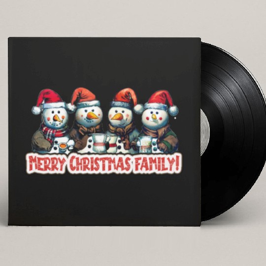 Snowmen in christmas coral, image for end of year, Custom Vinyl Record Sleeves