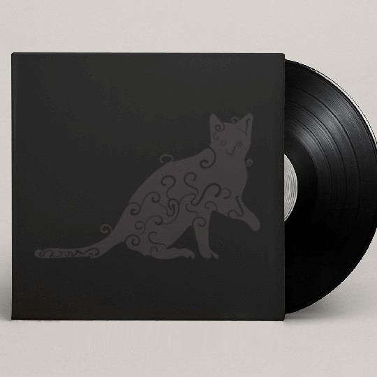 Black magic Cat desk mat , black cat holding on Custom Vinyl Record Sleeves