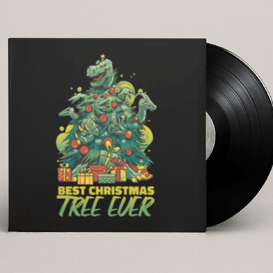 Dino Dinosaur Christmas Tree Pajama Lights Custom Vinyl Record Sleeves