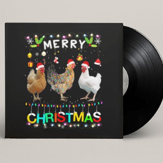Merry Christmas Chicken Lights Xmas Funny Custom Vinyl Record Sleeves