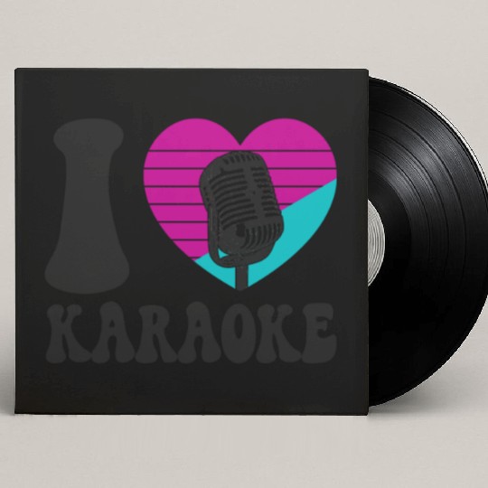 Karaoke Singer Heart I Love Custom Vinyl Record Sleeves