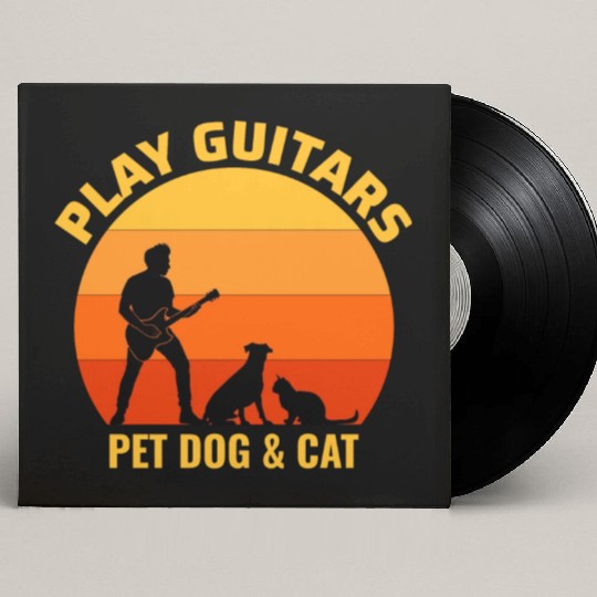 Bass Guitar Player Musician Bassist Cat Dog Animal Custom Vinyl Record Sleeves