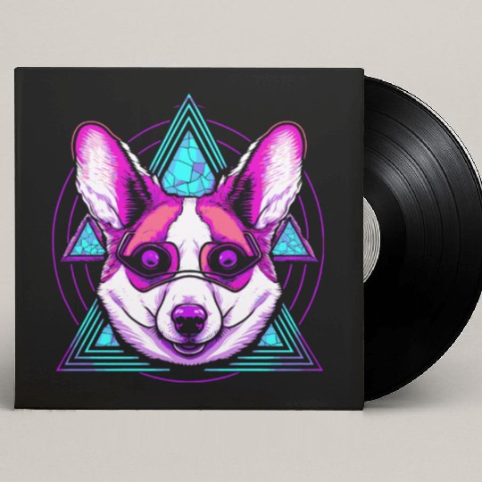 Geometric Corgi Custom Vinyl Record Sleeves