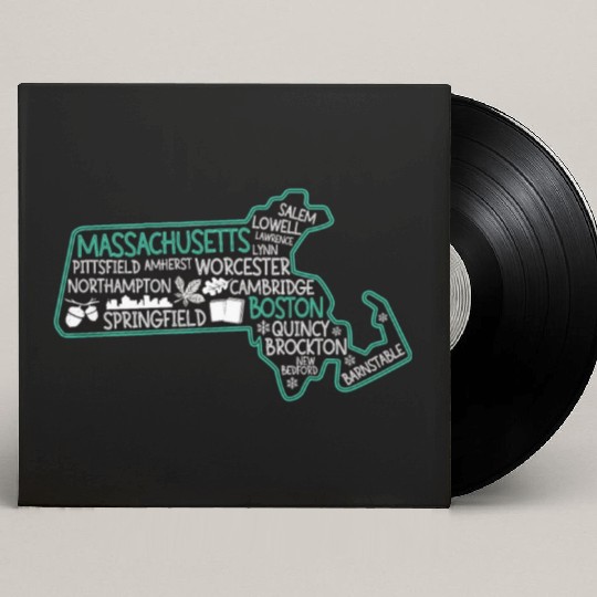 Massachusetts Boston cute map Salem Lowell Lawrenc Custom Vinyl Record Sleeves
