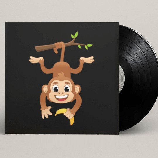 Monkey Holding Banana On Tree Primate Gorilla ape Custom Vinyl Record Sleeves