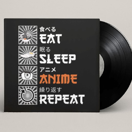 Eat, Sleep, Anime, Repeat - Gift For Christmas Day Custom Vinyl Record Sleeves