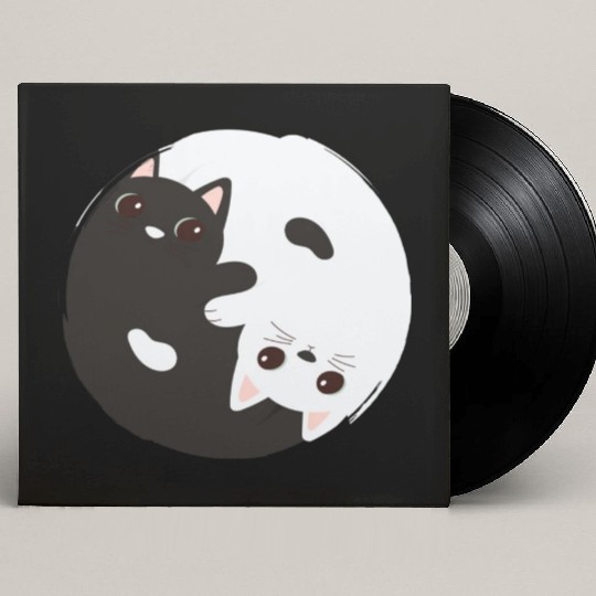 ying yang cat Custom Vinyl Record Sleeves
