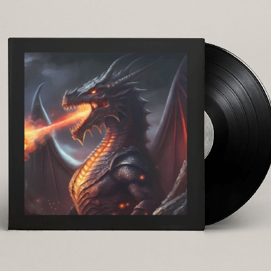 Dark Fantasy fire breathing dragon version 2 Custom Vinyl Record Sleeves