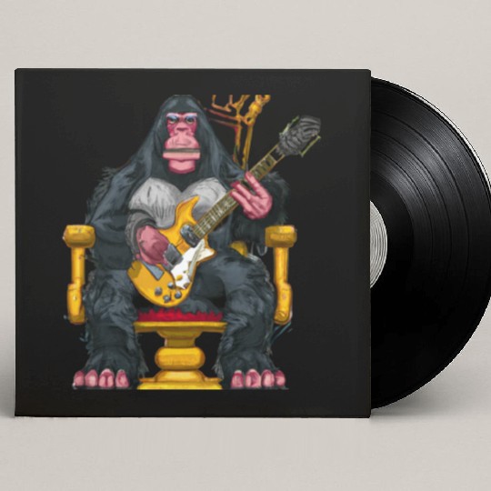 Ape sitting on a throne hold an electric guitar Custom Vinyl Record Sleeves