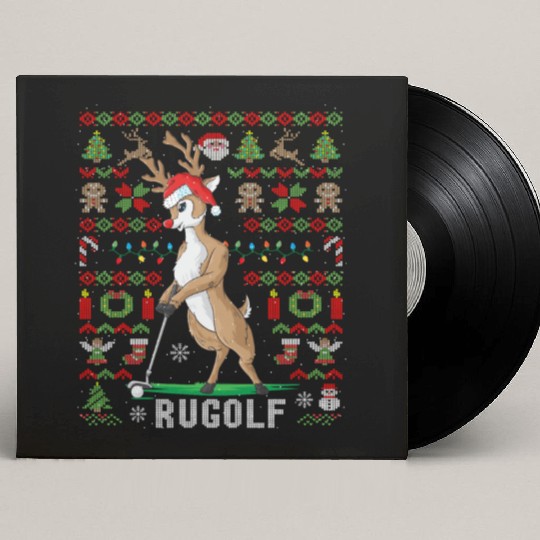 Golf Reindeer Pun Golfer Ugly Christmas Golfing Custom Vinyl Record Sleeves
