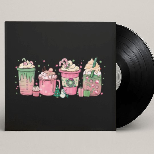Hot Chocolate Cup Peppermint Mocha Custom Vinyl Record Sleeves