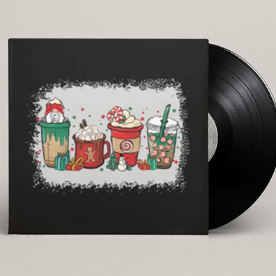 Christmas Coffee Cup Bleached Custom Vinyl Record Sleeves
