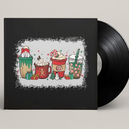 Christmas Coffee Cup Bleached Custom Vinyl Record Sleeves