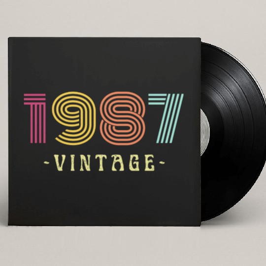 Neon Rainbow Retro Birthday Year Vintage 1987 Custom Vinyl Record Sleeves