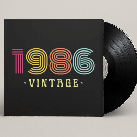 Neon Rainbow Retro Birthday Year Vintage 1986 Custom Vinyl Record Sleeves