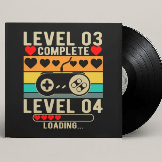 Level 3 Complete 3rd Wedding Anniversary Gamer Custom Vinyl Record Sleeves