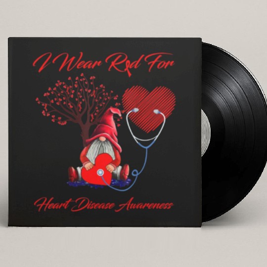 Gnomes I Wear Red For Heart Disease Awareness Custom Vinyl Record Sleeves