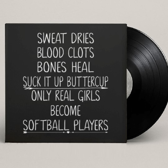 Real Girls Become Softball Players Womens Softball Custom Vinyl Record Sleeves