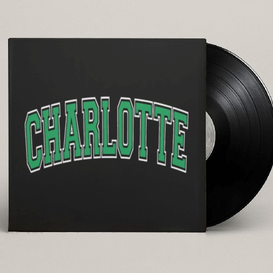 Charlotte Varsity Style Green Text Custom Vinyl Record Sleeves