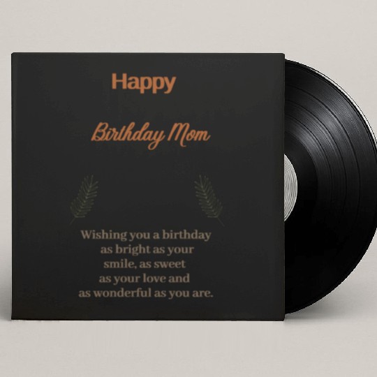 Beige Simple Aesthetic Happy Birthday Mom Custom Vinyl Record Sleeves