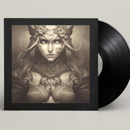 Warrior princess wearing gothic plate dark fantasy Custom Vinyl Record Sleeves