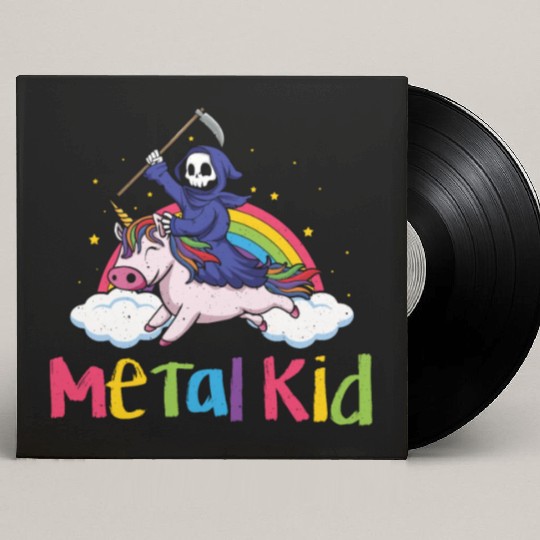 Metal Kid Music Unicorn Skeleton Grim Rock Heavy Custom Vinyl Record Sleeves