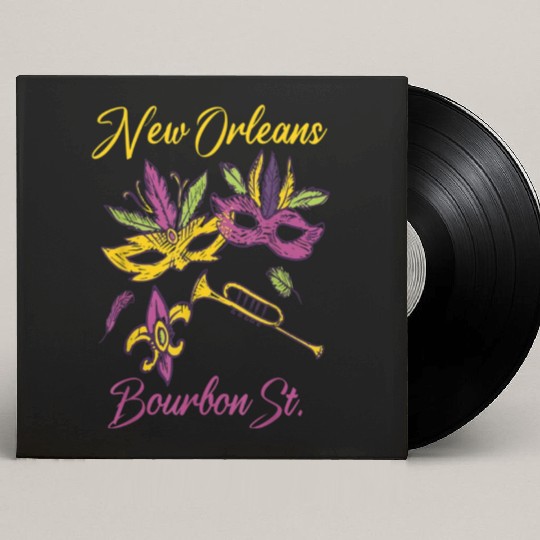 French New Orleans Mardi Gras Souvenir Bourbon Str Custom Vinyl Record Sleeves