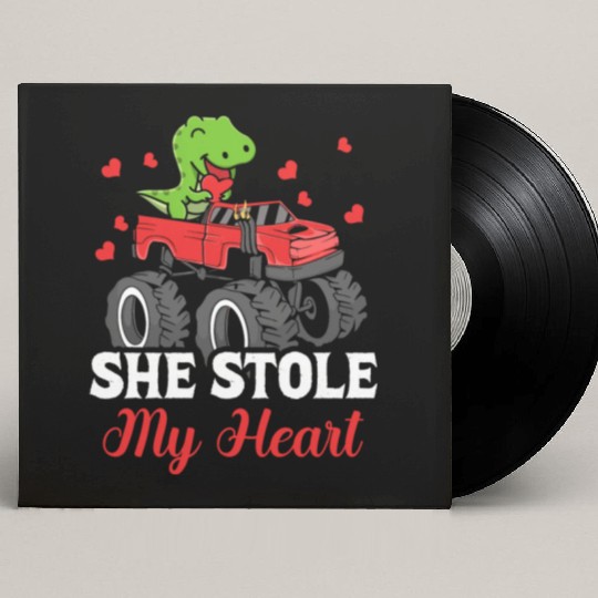 She Stole My Heart Dinosaur T-Rex Truck Custom Vinyl Record Sleeves