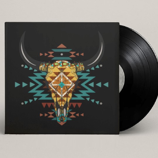 Western Aztec Bull Skull Custom Vinyl Record Sleeves