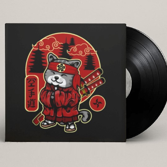 Samurai Cat Custom Vinyl Record Sleeves