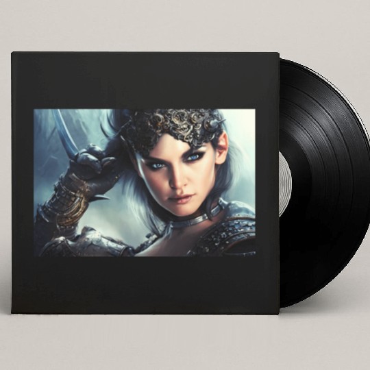 Warrior princess wearing gothic plate fantasy art Custom Vinyl Record Sleeves