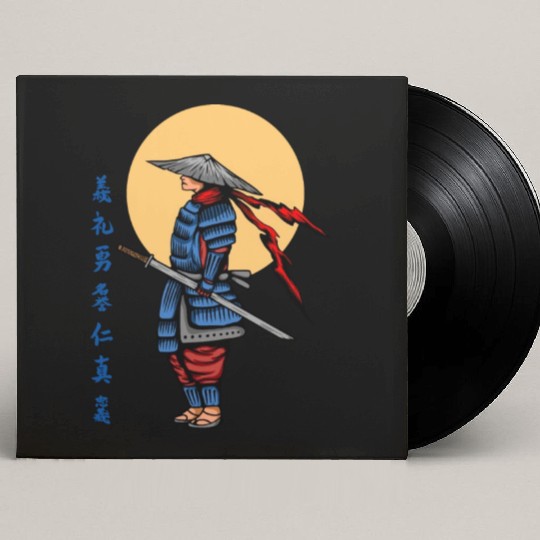 Japanese samurai warrior cream moon mask Custom Vinyl Record Sleeves